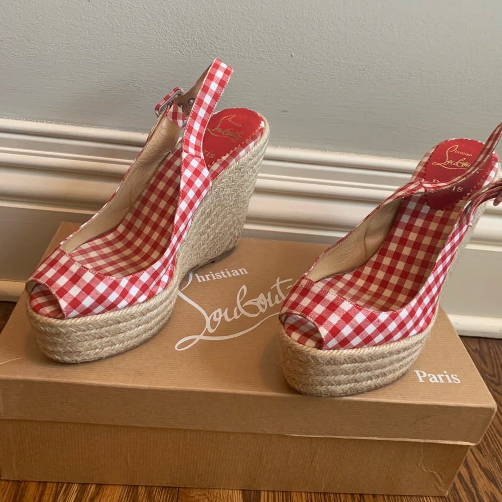 Christian Louboutin Red Gingham Platforms